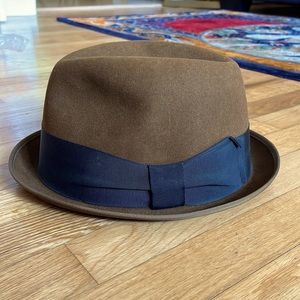 Vintage Mens Mallory Fifth Avenue Fedora Hat Brown Sz. 7 3/8